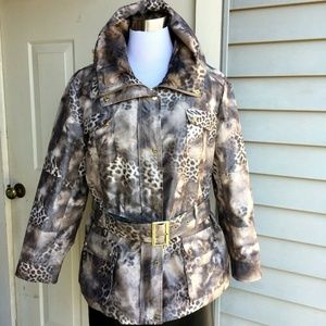 Calvin Klein Leopard Print Jacket - Gray and Brown